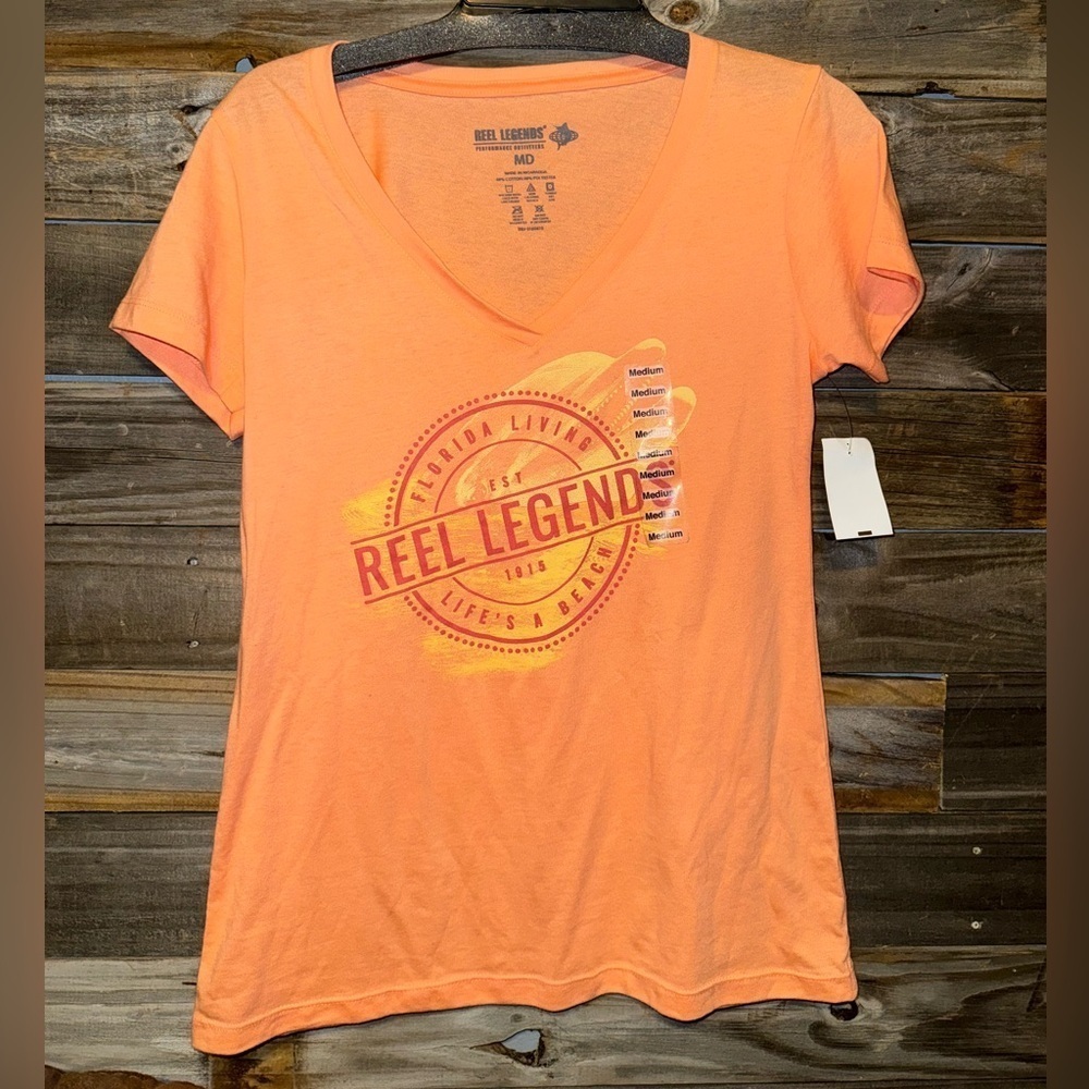 NWT Reel legends women’s M shirt- orange - cotton and polyester
